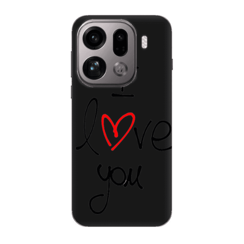 Oppo Find X9 Pro i love you Black Colored Silicone TPU Θήκη